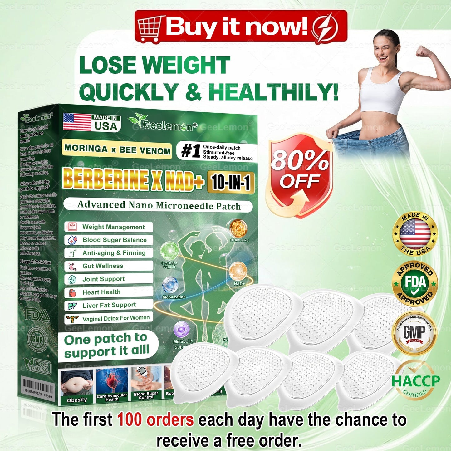 𝐎𝐟𝐟𝐢𝐜𝐢𝐚𝐥 𝐔𝐒 𝐒𝐭𝐨𝐫𝐞 🇺🇸  | 🧑‍⚕️ 𝐆𝐞𝐞𝐋𝐞𝐦𝐨𝐧® Moringa · Berberine × NAD+ 𝟏𝟎-𝐢𝐧-𝟏 𝐀𝐝𝐯𝐚𝐧𝐜𝐞𝐝 𝐍𝐚𝐧𝐨 𝐌𝐢𝐜𝐫𝐨𝐧𝐞𝐞𝐝𝐥𝐞 𝐏𝐚𝐭𝐜𝐡 — 𝐎𝐧𝐜𝐞 𝐃𝐚𝐢𝐥𝐲, 𝐕𝐢𝐬𝐢𝐛𝐥𝐞 𝐑𝐞𝐬𝐮𝐥𝐭𝐬 𝐢𝐧 𝟕 𝐃𝐚𝐲𝐬
