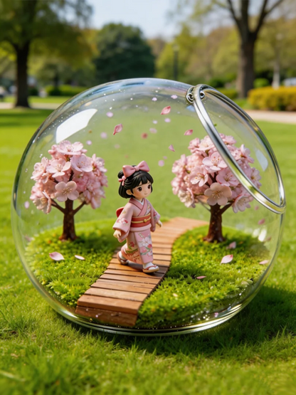 Cherry Blossom Girl Snow Globe Gift Box | Birthday & Christmas Present for Girls | Cute Healing Desk Decor | Premium Gift Set