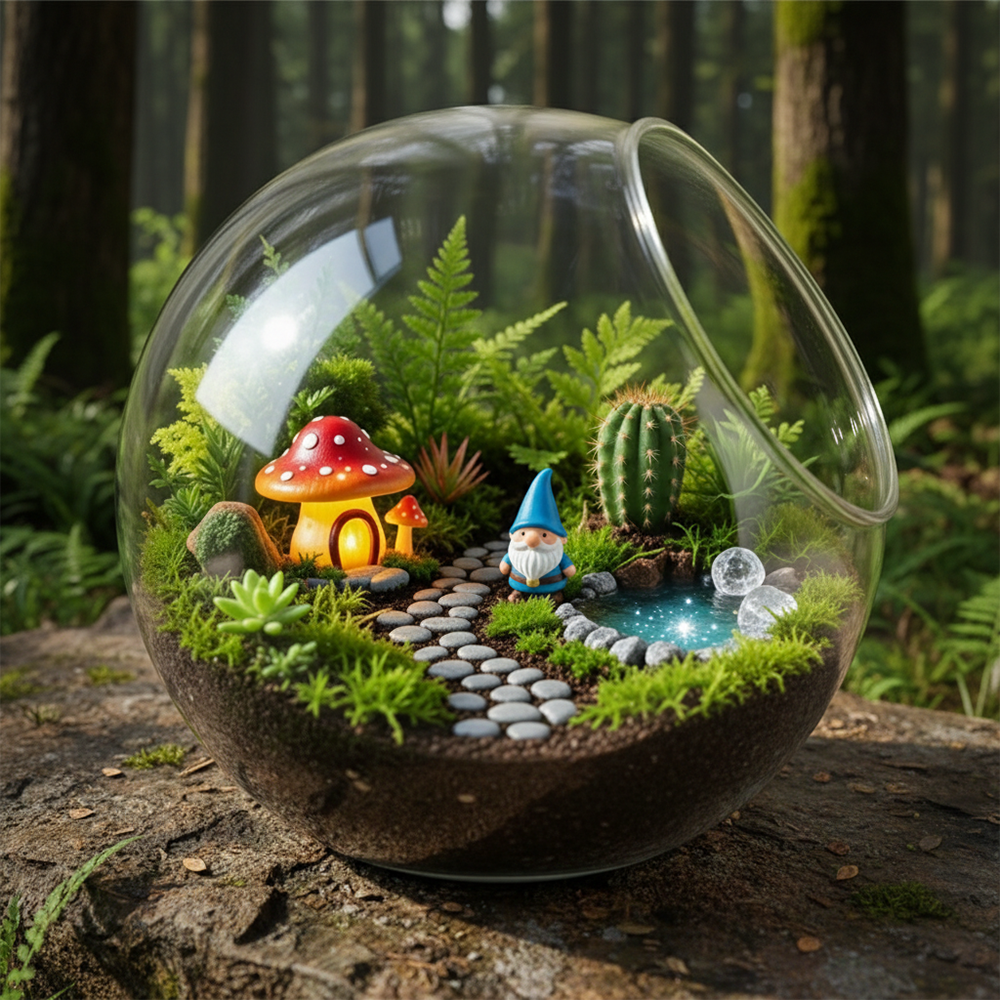 Fairy Forest Terrarium Globe | Miniature Woodland Desk Decor | Creative Healing Home Accent | Kids Gift | Premium Glass Ecosystem