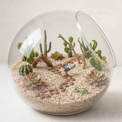 Desert Oasis Terrarium Globe | Mini Succulent Ecosystem | Modern Desktop Garden | Natural Art Decor | Thoughtful Gift