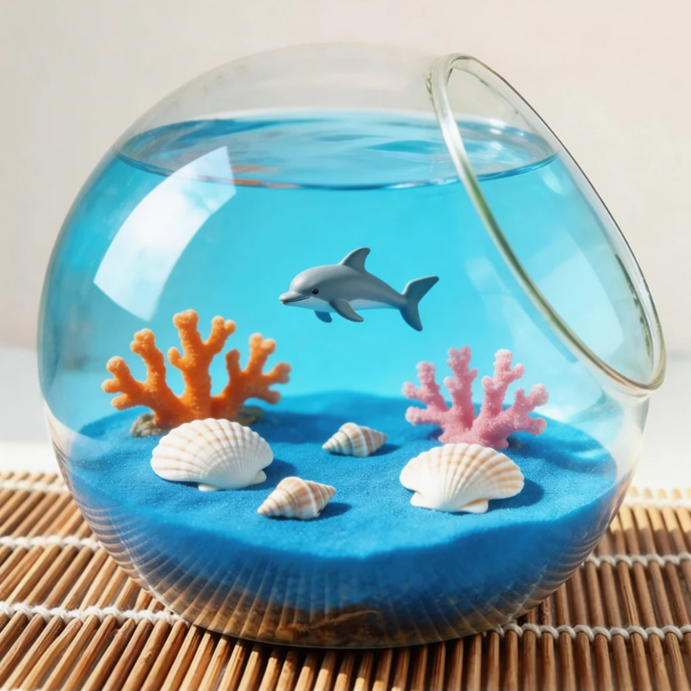 Ocean Dream Decorative Fish Bowl – Non-Toxic Safe Marine Display, Unique Gift Idea, Relaxing Home & Kids Room Decor