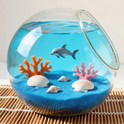 Ocean Dream Decorative Fish Bowl – Non-Toxic Safe Marine Display, Unique Gift Idea, Relaxing Home & Kids Room Decor