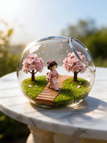 Cherry Blossom Girl Snow Globe Gift Box | Birthday & Christmas Present for Girls | Cute Healing Desk Decor | Premium Gift Set