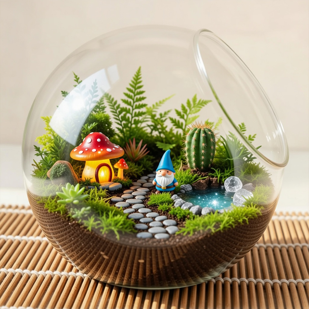 Fairy Forest Terrarium Globe | Miniature Woodland Desk Decor | Creative Healing Home Accent | Kids Gift | Premium Glass Ecosystem
