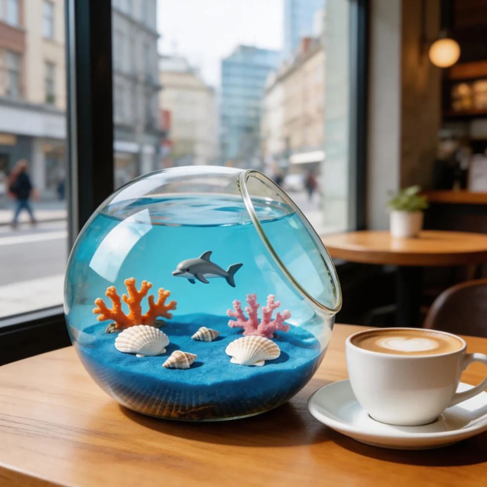 Ocean Dream Decorative Fish Bowl – Non-Toxic Safe Marine Display, Unique Gift Idea, Relaxing Home & Kids Room Decor