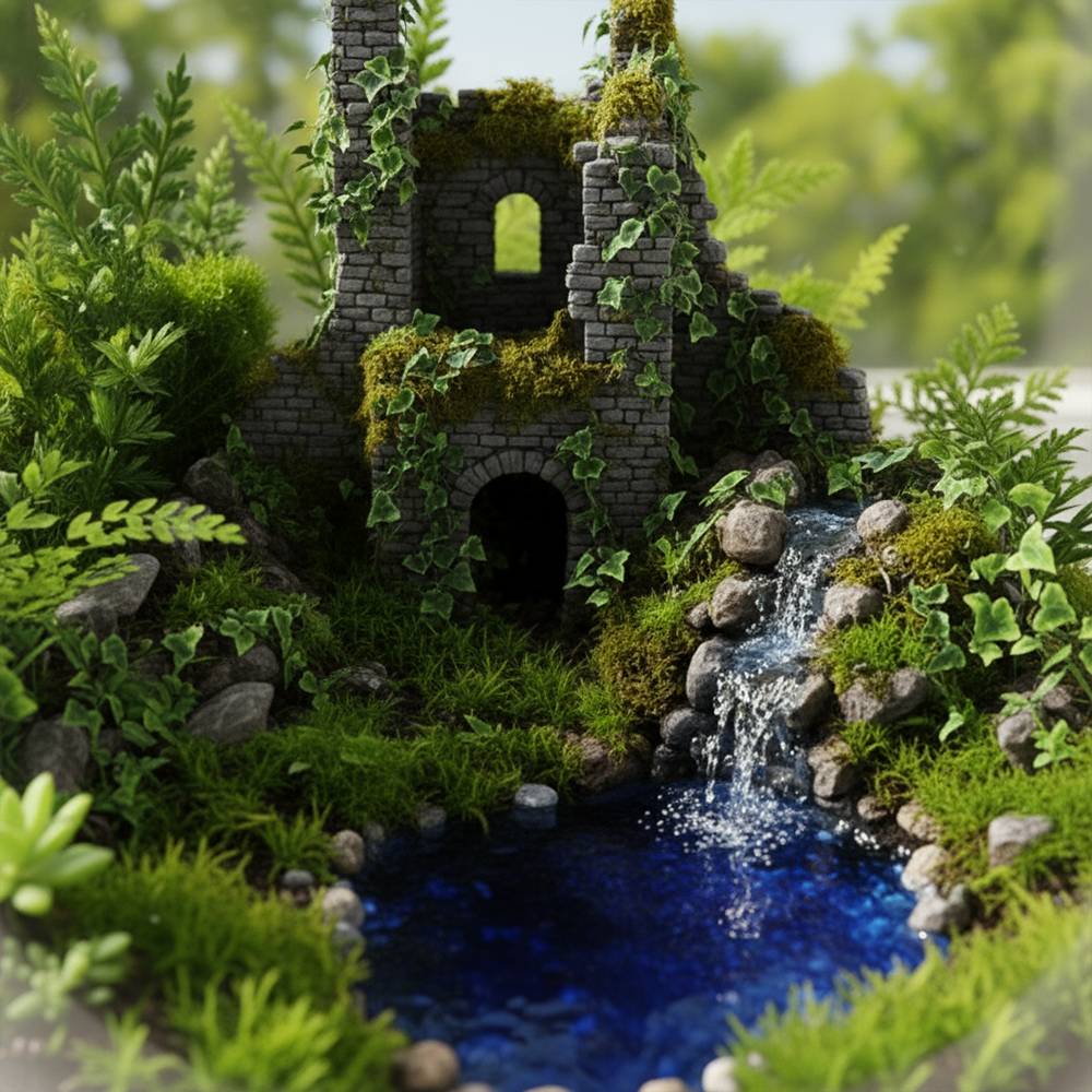 Forest Castle Terrarium Globe | Mini Ruins Ecosystem | Luxury Desktop Art Decor | Unique Gift Idea | Premium Nature Display