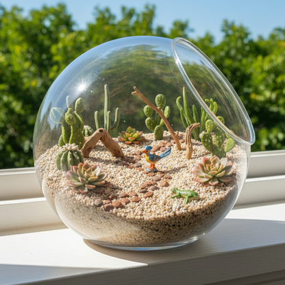 Desert Oasis Terrarium Globe | Mini Succulent Ecosystem | Modern Desktop Garden | Natural Art Decor | Thoughtful Gift