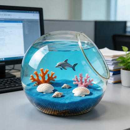 Ocean Dream Decorative Fish Bowl – Non-Toxic Safe Marine Display, Unique Gift Idea, Relaxing Home & Kids Room Decor