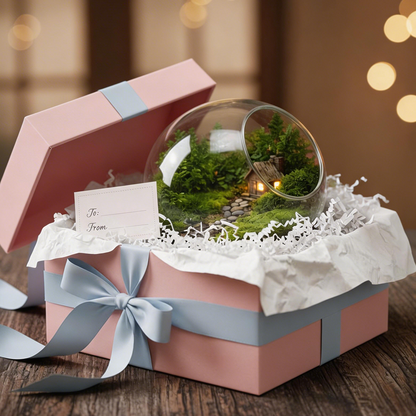 Mini Forest Cottage Terrarium Globe | Glowing Night Light Decor | Healing Desktop Ecosystem | Unique Birthday Gift | Premium Home Accent
