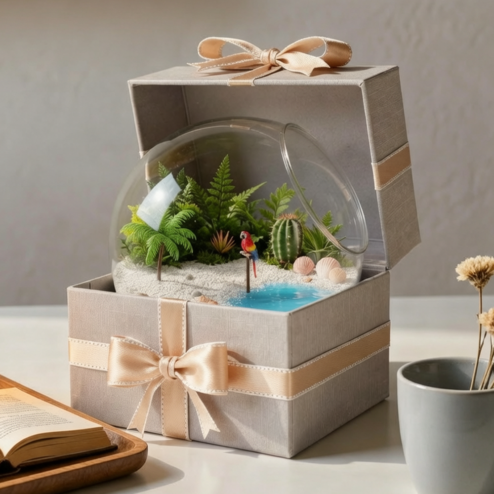 Beach Terrarium Glass Globe | Mini Island Desktop Garden | Summer Home Decor | Creative Gift Idea | Relaxing Coastal Accent