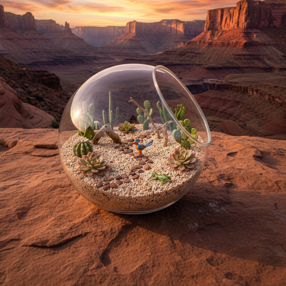 Desert Oasis Terrarium Globe | Mini Succulent Ecosystem | Modern Desktop Garden | Natural Art Decor | Thoughtful Gift