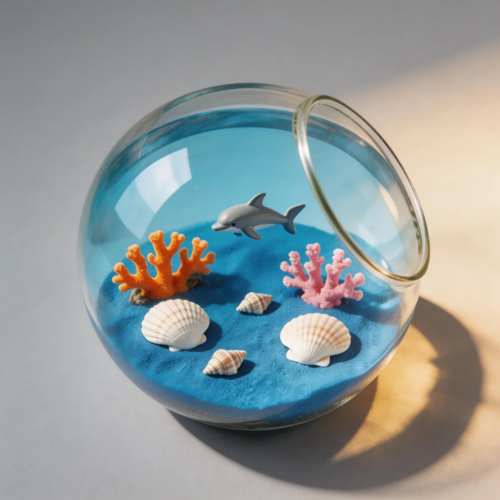 Ocean Dream Decorative Fish Bowl – Non-Toxic Safe Marine Display, Unique Gift Idea, Relaxing Home & Kids Room Decor