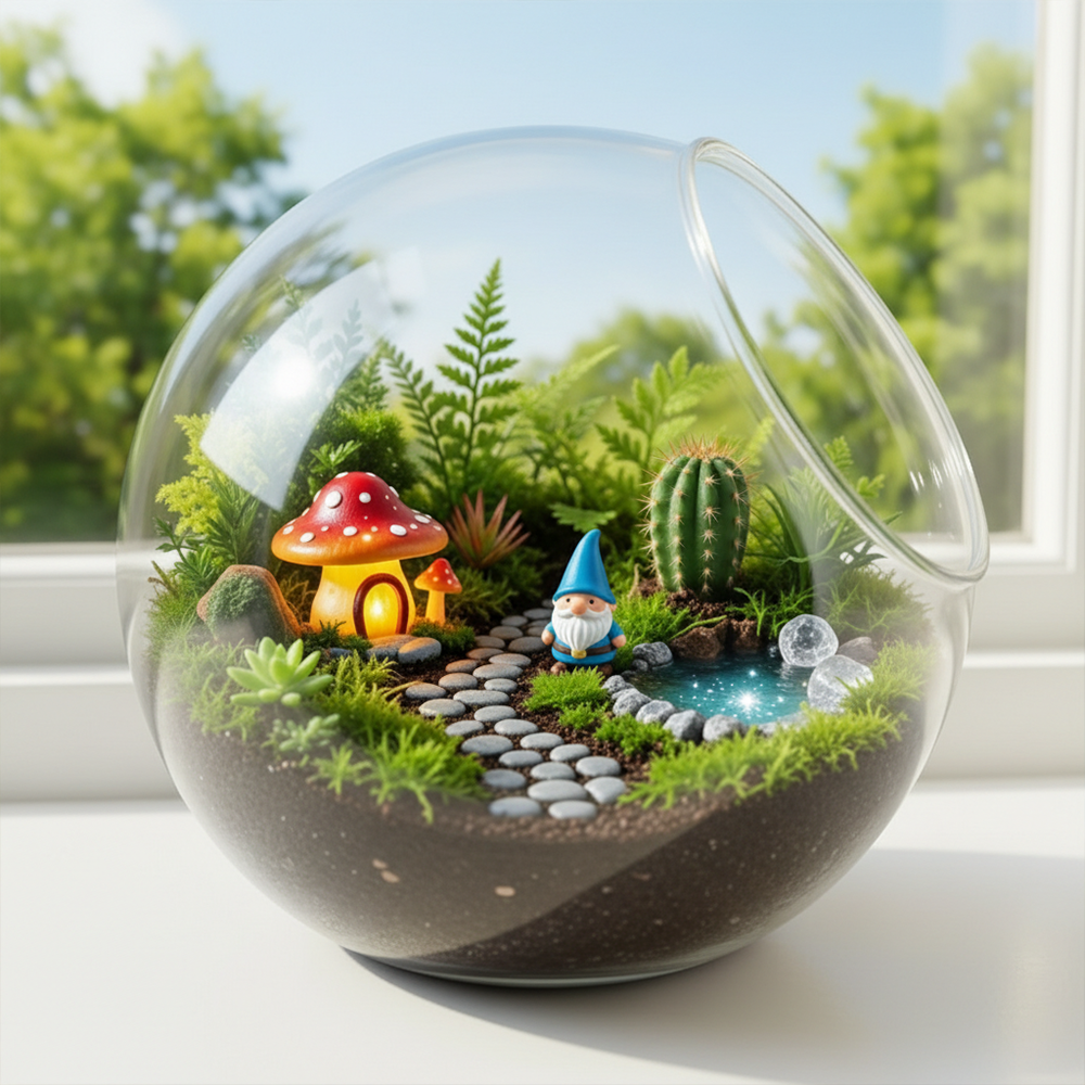 Fairy Forest Terrarium Globe | Miniature Woodland Desk Decor | Creative Healing Home Accent | Kids Gift | Premium Glass Ecosystem