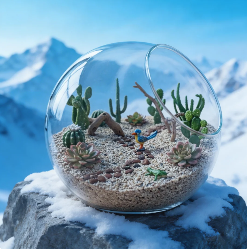 Desert Oasis Terrarium Globe | Mini Succulent Ecosystem | Modern Desktop Garden | Natural Art Decor | Thoughtful Gift