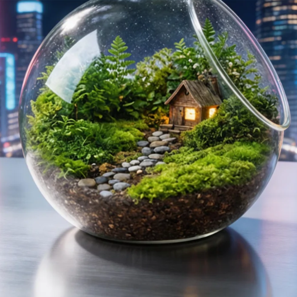 Mini Forest Cottage Terrarium Globe | Glowing Night Light Decor | Healing Desktop Ecosystem | Unique Birthday Gift | Premium Home Accent