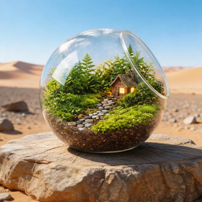 Mini Forest Cottage Terrarium Globe | Glowing Night Light Decor | Healing Desktop Ecosystem | Unique Birthday Gift | Premium Home Accent