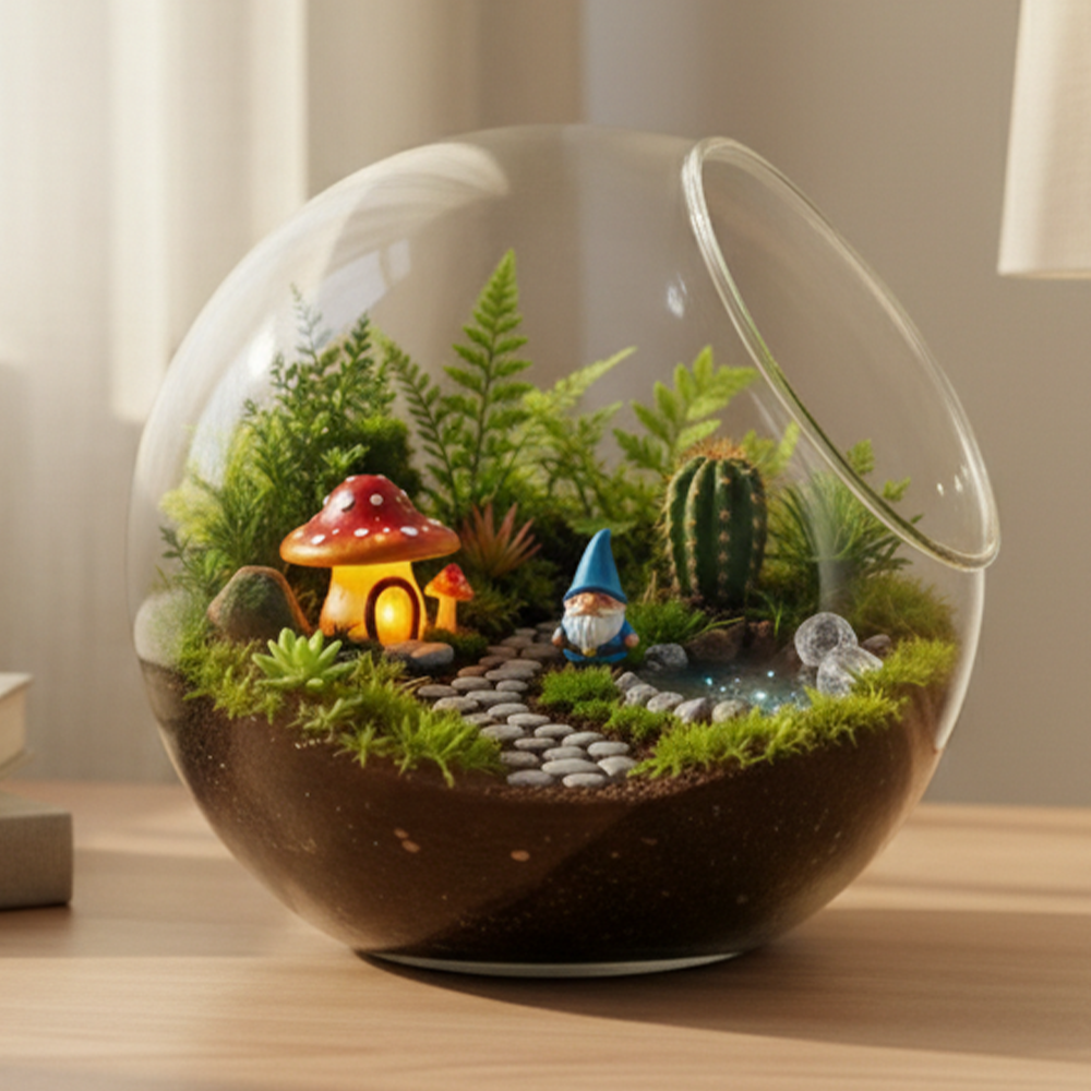 Fairy Forest Terrarium Globe | Miniature Woodland Desk Decor | Creative Healing Home Accent | Kids Gift | Premium Glass Ecosystem